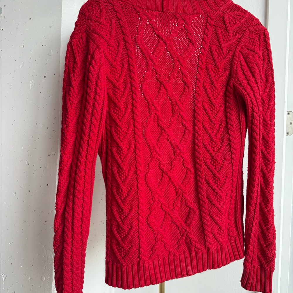 Ralph Lauren Red Cotton Cable knit cardigan